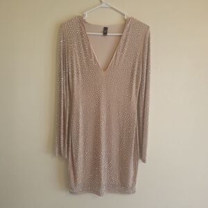 Windsor Sparkling Nude Long Sleeve Dress